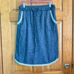 12PM by Mon Ami blue winter fleece lined skirt with pockets and drawstring
